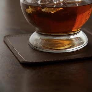 Genuine Leather Coasters Sophisticated Business Gift Square Drink <b>Pads</b> Anti <b>Scratch</b> Office Table Coaster LC-0017 - Product Image 2