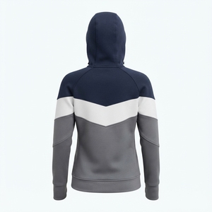 <b>Women's</b> Color Block Balaclava Zip Up Hoodie <b>Navy</b> White Gray <b>Fleece</b> Sweatshirt Streetwear - Product Image 3