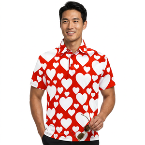 Polo Casual de Punto de Manga Corta con Estampado Rojo y Blanco para Hombre - Product Image 2