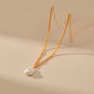 Collar con Colgante de Perlas Irregulares de Diseño Francés de Alta Gama Estilo Barroco con Cadena para Clavícula para Suéteres - Product Image 4