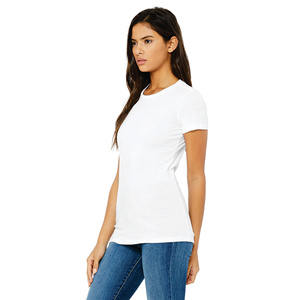 Camiseta de Manga Corta con Cuello Redondo Blanca para Mujer, Corte Regular, Algodón Jersey, Color Sólido Informal, Transpirable para Todas las Temporadas - Product Image 5