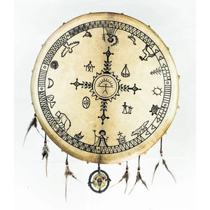 Tambour chamanique magnifiquement peint, cadre en bois traditionnel, style vintage, adapté à la méditation et aux rituels - Product Image 3