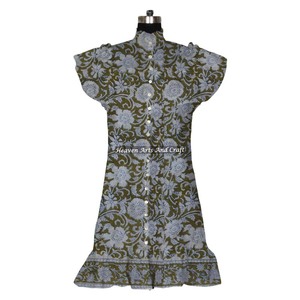 Robe tunique en coton imprimé au bloc, robe de créateur pour femme, style bohème hippie décontracté, magnifique tunique en coton imprimé à la main - Product Image 3