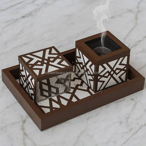 ROYAL ARTISANS Luxury Resin Inlay <b>Bakhoor</b> Burner Set with Tray and <b>Oud</b> Storage Box Ramadan Gift - Product Image 2
