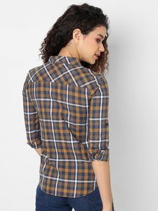 Wholesale Solid Casual Women's Flannel Shirts 100% Cotton Wide Full Sleeves Turn-Down Collar Button Anti-Pilling Breathable - Product Image 3