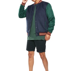 2025 Winter Hooded 100% Wool Waterproof Breathable Color <b>Block</b> Custom Logo Streetwear Varsity Jacket with Canvas Fabric - Product Image 4