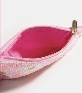 กระเป๋าใส่เหรียญผ้าลูกปัดลายปลาปะการังแบบดั้งเดิมสำหรับคริสต์มาส ขายดี งานแฮนด์เมด ใส่เงินสด บัตร เหรียญ สีชมพู - Product Image 3