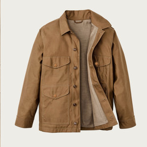 Camisa Chaqueta de Lona Marrón para Hombre con Cierre de Botones y Bolsillos en el Pecho, Estilo Workwear, Corte Regular, para Otoño - Product Image 2