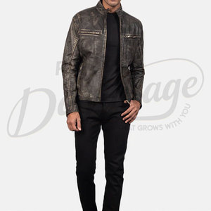 Chaqueta de Cuero Genuino Marrón Vintage para Hombre, Estilo Retro Cafe Racer, Chaqueta de Motero con Acabado Antiguo - Product Image 5