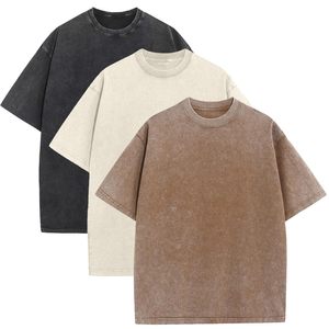 T-shirts en coton surdimensionnés pour hommes, coupe ample, effet vintage, unisexe, manches courtes, décontractés - Product Image 1