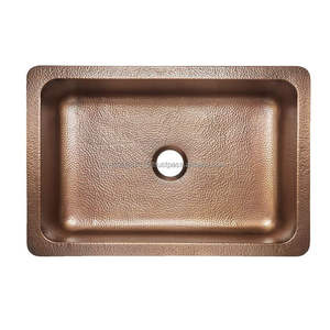 Évier de cuisine élégant en cuivre martelé avec bassin profond rectangulaire et structure durable en métal durable, fabriqué à la main - Product Image 1