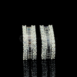 Baguette exquise et boucles d'oreilles créoles rondes en diamant cultivé en laboratoire en or massif 10K 14K 18K boucles d'oreilles en diamant étincelant cadeau pour elle - Product Image 6