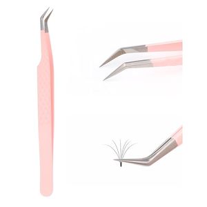 Black Silver Grip Eyelash Tweezers <b>Pink</b> <b>Box</b> Packing Isolation Private Label Fiber Tip Volume Lash Tweezers for sale - Product Image 5