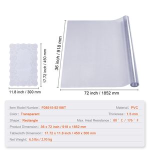 Tovaglia Protettiva Trasparente Monouso 91x183 cm Rettangolare, Spessore 1,5 mm, in PVC Impermeabile per Protezione Tavolo - Product Image 5