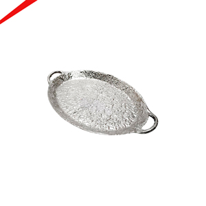 Bandeja Decorativa Abstracta de Aluminio Hecha a Mano, Bandeja de Servicio Dorada Decorativa con Textura para Restaurantes, Hogares y Hoteles - Product Image 5