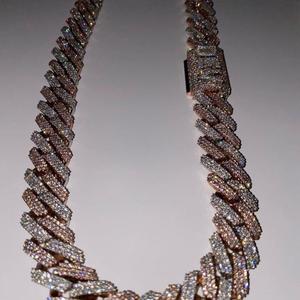 925 Sterling Silver Gold Plated Cuban Link <b>Chain</b> with Moissanite Hip Hop Fashion Jewelry <b>Necklace</b> for Party Events - Product Image 3