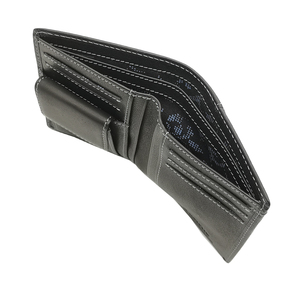 [Highly Recommended]Castello Genuine Cowhide Soft Leather RFID Open Short Unisex Bi-fold <b>Wallet</b> W/coin Pocket Black New Design - Product Image 3
