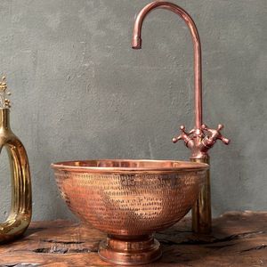 Évier de salle de bain ovale en cuivre, fait main, sur mesure, pour projets de villas et d'hôtels, évier de cuisine rustique en cuivre antique - Product Image 3