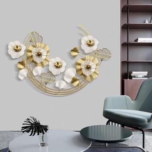 Décoration murale en métal en forme de feuille de Ginkgo, sculpture de luxe en fer, décoration murale simple et créative pour salon, fond de canapé. - Product Image 2