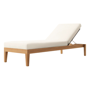 Chaise longue moderne en teck massif avec dossier réglable, durable, pour l'extérieur, la piscine, la villa, mobilier minimaliste - Product Image 1