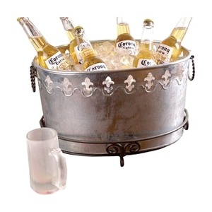 La bañera decorativa promocional martillada a mano más vendida para bebidas de vino, cubo de hielo fresco, enfriador de vino con soporte - Product Image 1