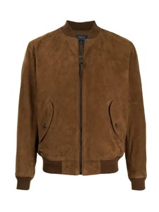 Vintage Brown <b>Suede</b> <b>Leather</b> Bomber <b>Jacket</b> - Product Image 1
