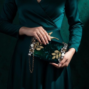 TCE Presenta un Bolso de Mano de Lujo Hecho a Mano con Mosaico de Resina, Madera y Mármol para Mujer, Ideal para Fiestas, Bodas, Eventos Nocturnos, Accesorio para las Cuatro Estaciones - Product Image 4