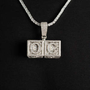 Custom OG Cube <b>Diamond</b> Pendant <b>Necklace</b> 925 <b>Silver</b> Hip Hop Tennis Chain 6.5mm - Product Image 1