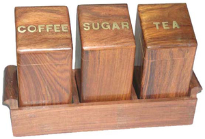 Wooden <b>Tea</b> Coffee Sugar Money <b>Box</b> with Handcrafted Natural Wood Containers Eco-Friendly Wall-Mounted for Organized Pantry - Product Image 3