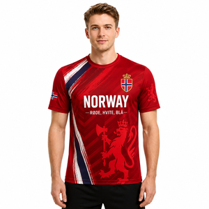 Maillot de supporter de l'équipe nationale de football norvégienne Viking Essential, T-shirt de sport imprimé à col rond, décontracté, respirant, Victory - Product Image 1
