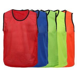 Maillots d'entraînement de football en maille rouge et bleue unisexe, respirants, à séchage rapide, sans manches, coupe classique, toutes saisons, avec poche avant - Product Image 2