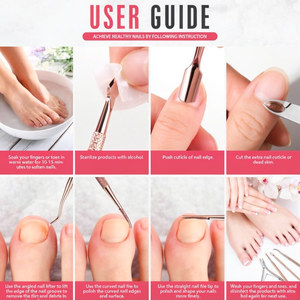 Kit professionnel 4 pièces de manucure et pédicure : mini lime à ongles, coupe-cuticules, outils pour ongles incarnés, rehausseur d'ongles en acier inoxydable - Product Image 4
