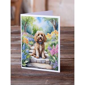Whimsical A7 Tamaño 5x7 Cockapoo Spring Path Tarjetas de notas en blanco Paquete de 8 con sobres Tarjetas de felicitación - Product Image 2