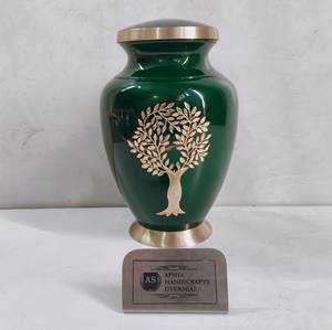 Urna de Metal Antigua Grabada en Verde y Dorado, Estilo Americano/Europeo, para Guardar Cenizas de Adultos, Venta al Por Mayor - Product Image 1