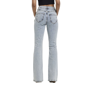 Pantalones vaqueros de mujer de pierna ancha de color liso, a la moda, informales, transpirables, precio económico, al por mayor desde Pakistán - Product Image 6