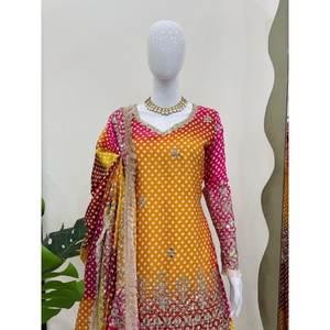 Fancy <b>XL</b> Suit with Thread Sequins Real <b>Mirror</b> Work - Product Image 1