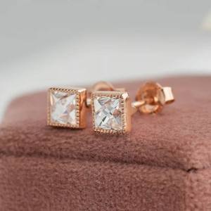 Trending 10K 14K 18K Solid Gold French Cut Lab Grown Diamond Earrings Genuine Diamond <b>Stud</b> Emerald <b>Stud</b> Earrings IGI Certificate - Product Image 3