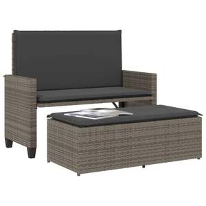 Banc de jardin convertible 2 places en rotin PE gris – Catégorie de produits : Bancs de patio - Product Image 4