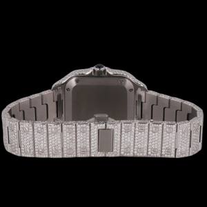 นาฬิกาผู้ชายหน้าปัดตัวเลขสีแดงตัดเพชรโมอิสเพชรสีดำสีขาวน้ำแข็งสแตนเลสหน้าปัดกระจกหน้าต่างสำหรับผู้ชาย - Product Image 3