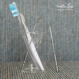 Limpiador de Lengua de Acero HealthAndYoga - Ecológico, Reutilizable, en Forma de U, Antideslizante, con Agarre Higiénico - Product Image 1