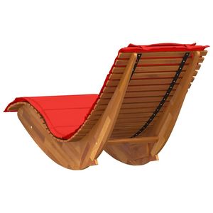 Chaise longue à bascule en bois d'acacia massif avec coussin, chaise longue de qualité supérieure pour la détente en plein air - Product Image 6