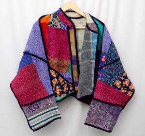 Handmade Indian Digital Printing Eco-Friendly Breathable Quick Dry Mandarin Collar Pure Cotton Kantha <b>Jacket</b> <b>Patch</b> Women <b>Jackets</b> - Product Image 3