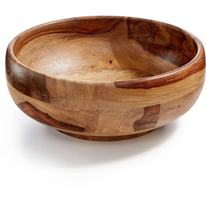 Tazón de Madera de Teca Tallado a Mano, Centro de Mesa Rústico y Orgánico, Tazón para Servir, Vajilla de Madera Duradera y Sostenible al Mejor Precio - Product Image 3
