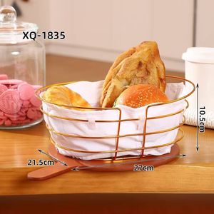 Popular Home Use Fruit <b>Bread</b> Storage Container Wire <b>Basket</b> Kitchen Drawer Gold Sliver Food Organizer - Product Image 1