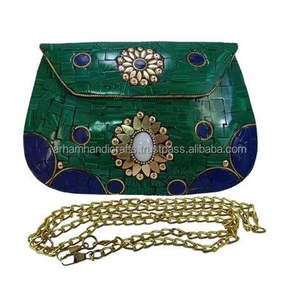 Bolsos de mano para mujer, bolso de piedra natural de concha dorada 100%, bolso antiguo étnico, bolso de mano de mosaico a bajo precio de LUXURY CRAFTS - Product Image 3