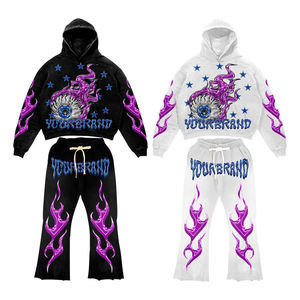 Conjunto Deportivo con Efecto Desgastado, Sudadera con Capucha y Pantalones de Campana - Product Image 2