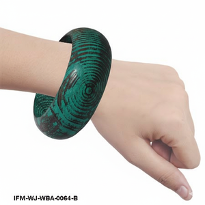 Brazalete de Madera Tallado a Mano, Acabado Teal Envejecido, Joyería de Madera Gruesa, Estilo Vintage Tribal para Mujer - Product Image 3