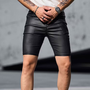 กางเกงขาสั้นหนังระบายอากาศสำหรับผู้ชายกางเกงขาสั้นหนังแฟชั่นตามท้องถนนออกแบบได้ตามต้องการ - Product Image 1
