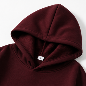 Sudadera con Capucha para Hombre, Color Borgoña Sólido, Corte Regular, 100% Algodón, Casual, Primavera, Ecológica, Transpirable, Tallas Grandes, Venta al Por Mayor - Product Image 2