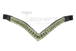 Bande de sourcils de cheval en cuir noir fait à la main peignes de curry en forme de V personnalisés Bling brillant 3 rangs chauve-souris meilleur prix cheval toilettage - Product Image 2